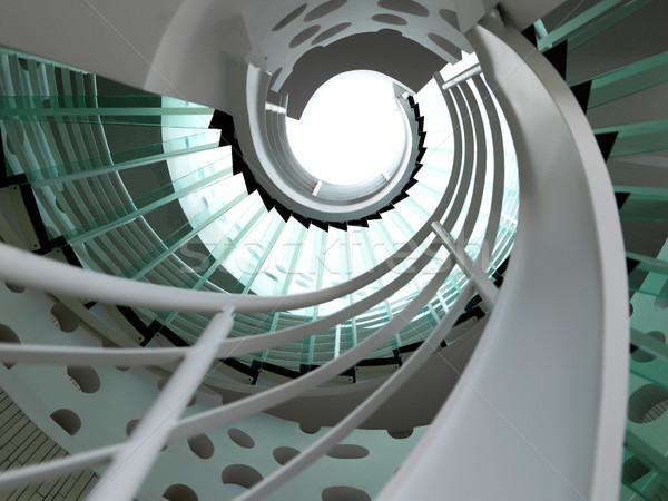 modern glass spiral staircase Stock photo © dotshock