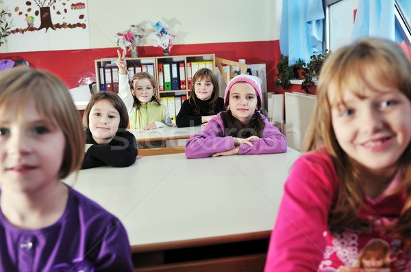 Glücklich Kinder Lehrer Schule Klassenzimmer jungen Stock foto © dotshock