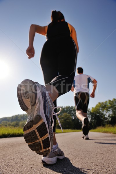Imagine de stoc: Jogging · parc · dimineaţă · sănătate · fitness