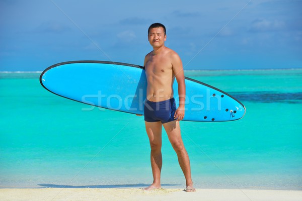 Uomo surf bordo spiaggia bella spiaggia tropicale Foto d'archivio © dotshock