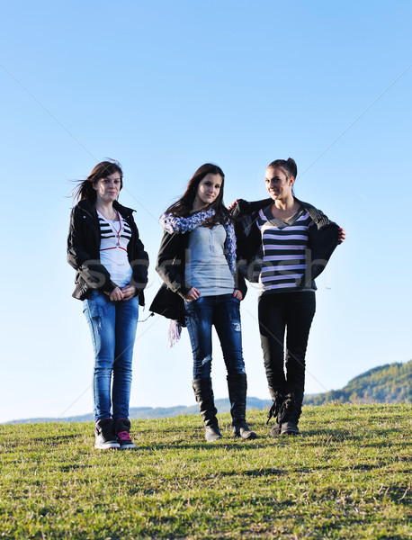 group of teens have fun outdoor Stock photo © dotshock