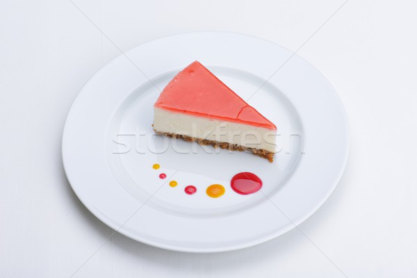 Tarta de queso fresa aislado blanco alimentos fiesta Foto stock © dotshock