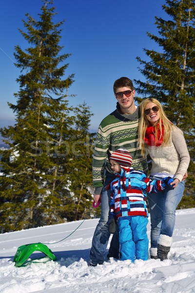 Stock foto: Familie · frischen · Schnee · Winter · Urlaub