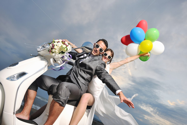 çift plaj beyaz düğün Stok fotoğraf © dotshock