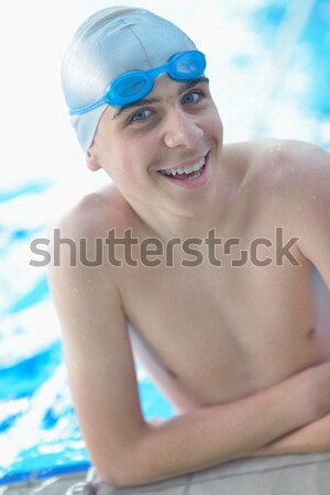 Schwimmer glücklich muskuläre tragen Gläser cap Stock foto © dotshock