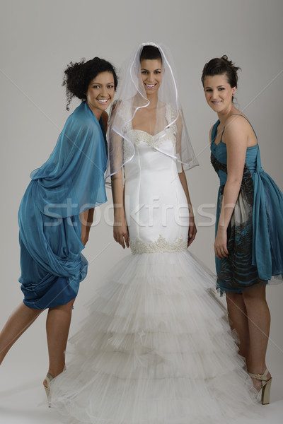 肖像 三 佳人 結婚禮服 新娘 朋友 商業照片 © dotshock