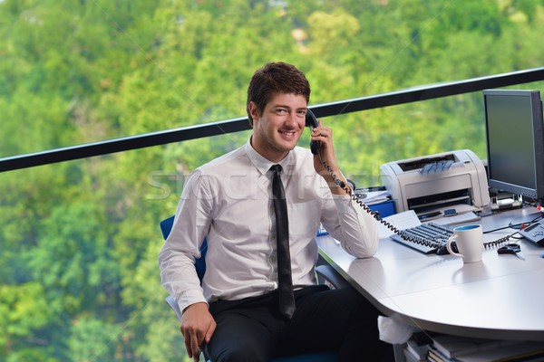 Szczęśliwy młodych człowiek biznesu biuro pracy nowoczesne Zdjęcia stock © dotshock
