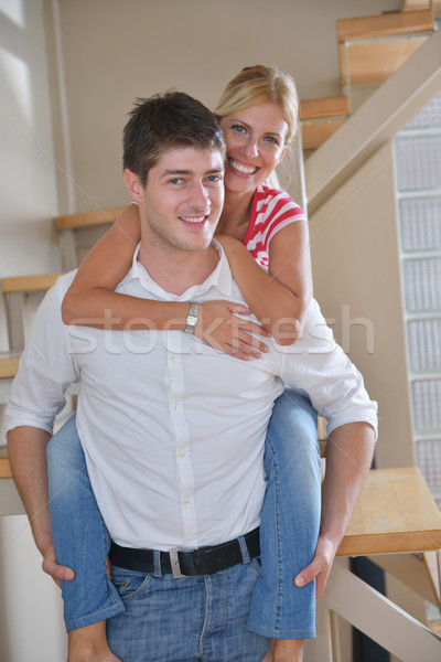 Relaxed young  couple watching tv at home Stock photo © dotshock