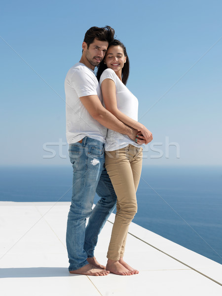 happy young romantic couple have fun arelax  relax at home Stock photo © dotshock