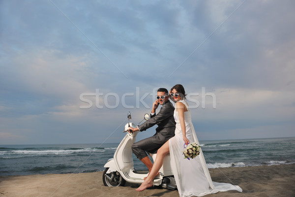Stockfoto: Paar · strand · witte · bruiloft