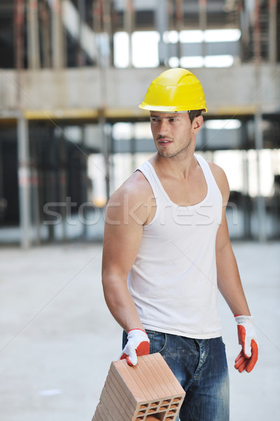 работник строительная площадка красивый люди портрет улыбка Сток-фото © dotshock