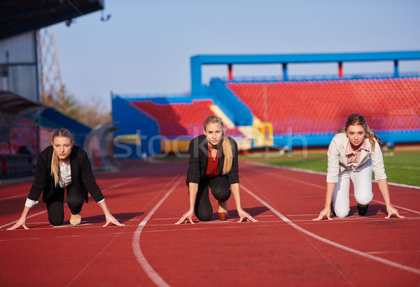 Business woman gotowy początku pozycja uruchomić Zdjęcia stock © dotshock