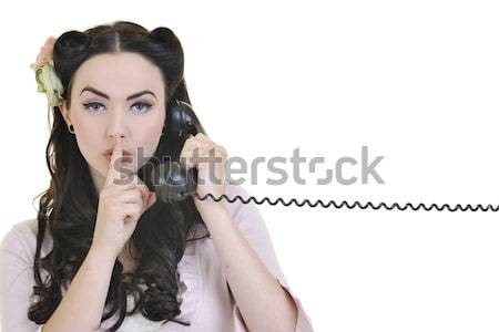 pretty girl talking on old phone Stock photo © dotshock