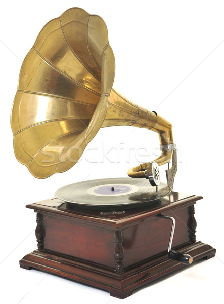 Vecchio grammofono retro corno speaker giocare Foto d'archivio © dotshock