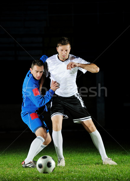 Stockfoto: Voetbal · spelers · actie · bal · concurrentie · lopen