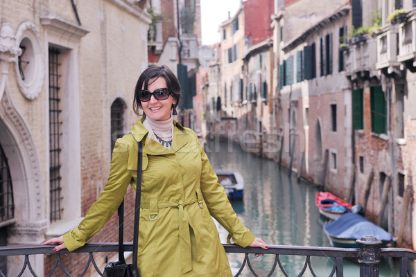 Gyönyörű nő Velence gyönyörű turista nő felfedez Stock fotó © dotshock