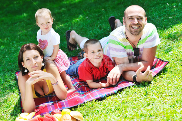 happy young couple with their children have fun at park Stock photo © dotshock