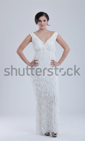 élégante femme mode robe posant studio [[stock_photo]] © dotshock