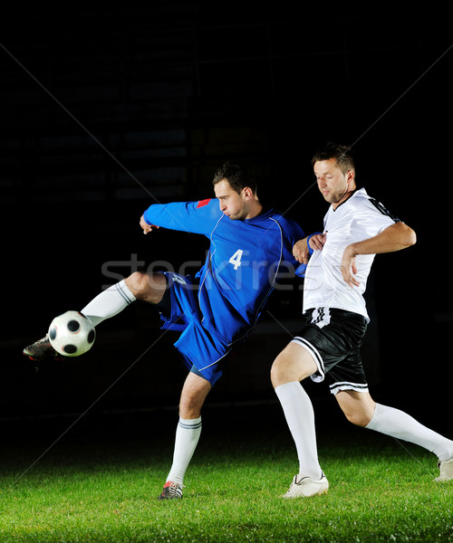 Imagine de stoc: Fotbal · jucatori · acţiune · bilă · concurenta · alerga