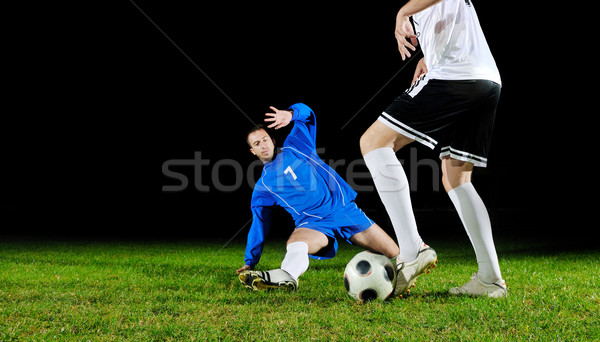 Fußball Spieler Maßnahmen Ball Wettbewerb laufen Stock foto © dotshock