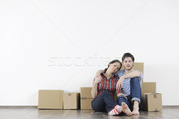 Foto stock: Movimiento · nuevo · hogar · feliz · mujer · hombre