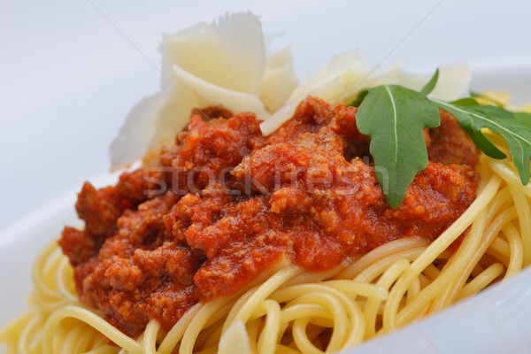 Włoski spaghetti sos bolognese pomidory mięsa ser Zdjęcia stock © dotshock