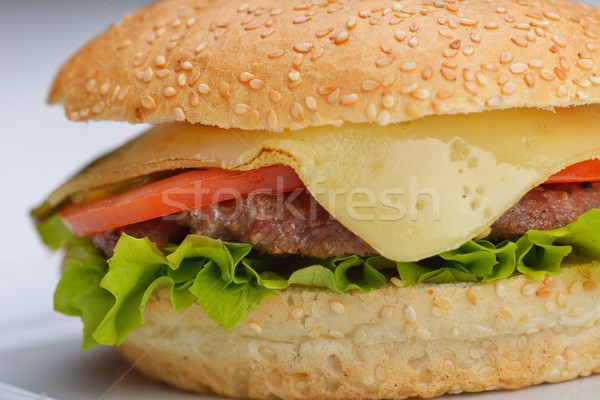 Stok fotoğraf: Hamburger · natürmort · fast-food · menü · patates · kızartması · meşrubat