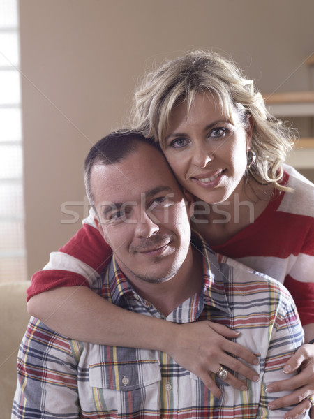 Glücklich Paar home Porträt drinnen Stock foto © dotshock