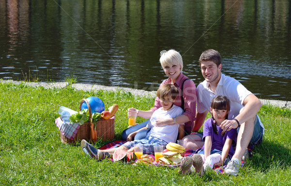 счастливая семья играет вместе пикника улице счастливым Сток-фото © dotshock