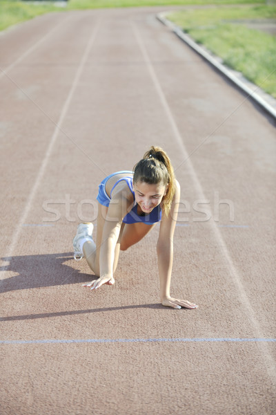 Ziellinie line Leichtathletik läuft Rennstrecke Stock foto © dotshock