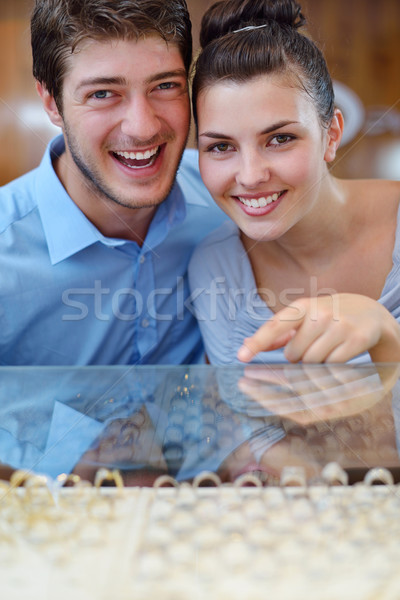 Foto stock: Feliz · jóias · armazenar · jovem · romântico