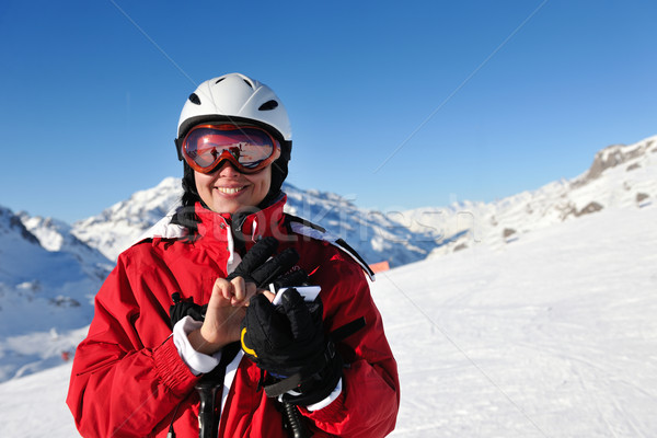 Freude Wintersaison Winter Frau Ski Sport Stock foto © dotshock