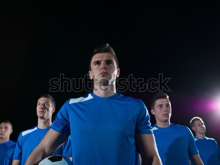 Foto stock: Fútbol · jugadores · victoria · equipo · grupo