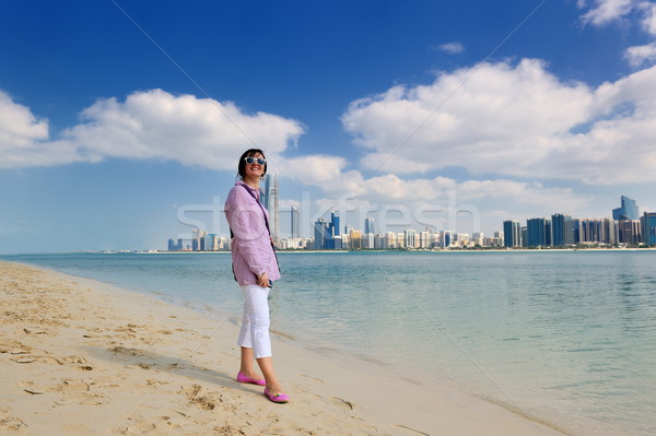 happy tourist woman Stock photo © dotshock