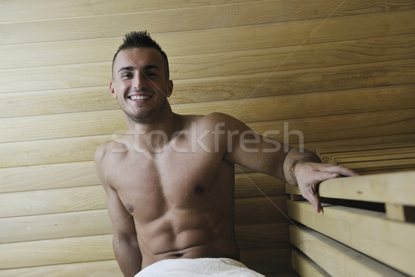 attractive young man in sauna Stock photo © dotshock