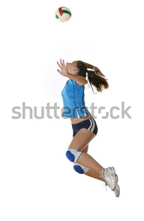 Foto stock: Jogar · voleibol · jogo · esportes · jovem · mulheres
