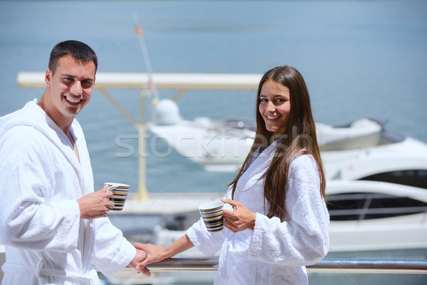 Yacht romantischen Zeit zusammen entspannenden Stock foto © dotshock