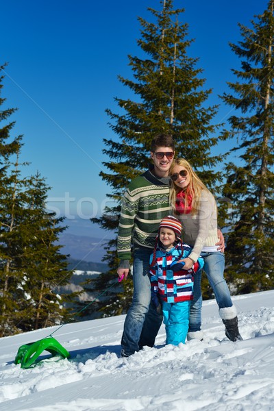 family having fun on fresh snow at winter vacation Stock photo © dotshock