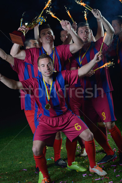 [[stock_photo]]: Football · joueurs · célébrer · victoire · équipe · groupe