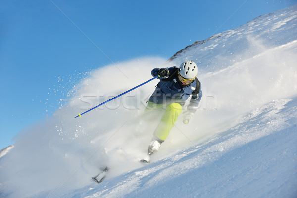 Kayakçılık taze kar kış sezonu güzel Stok fotoğraf © dotshock