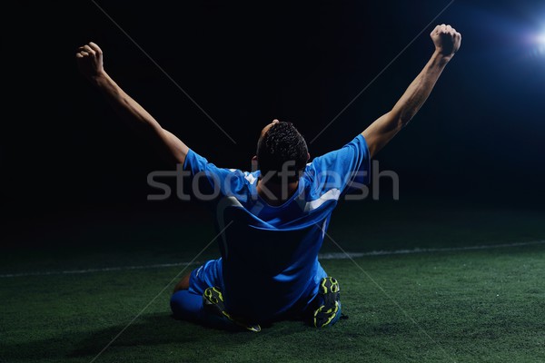 Piłkarz kopać piłka piłka nożna stadion dziedzinie Zdjęcia stock © dotshock