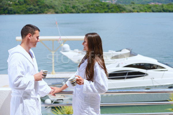 young couple on yacht Stock photo © dotshock