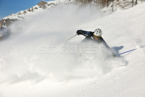 Stock foto: Skifahren · frischen · Schnee · Wintersaison · schönen