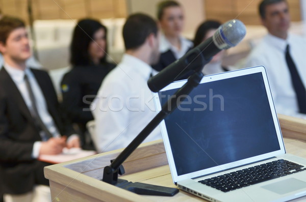 laptop on conference speech podium Stock photo © dotshock