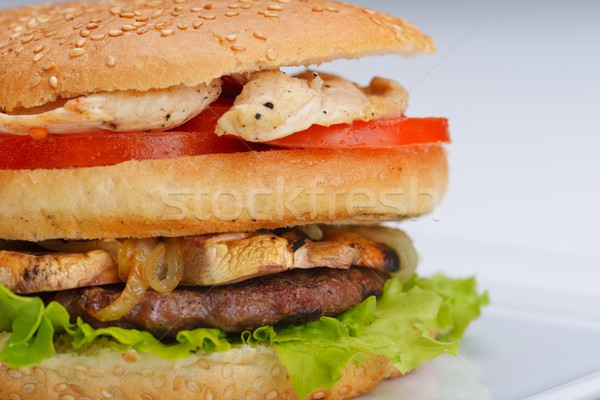 Hambúrguer natureza morta fast-food menu refrigerante Foto stock © dotshock