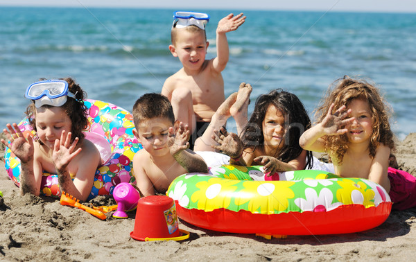 Stock foto: Kind · Gruppe · Spaß · spielen · Strand · Spielzeug