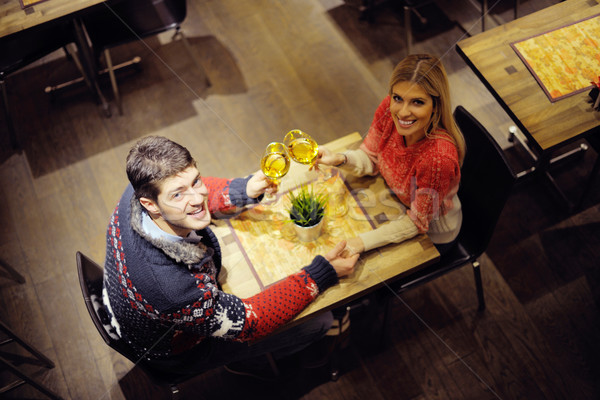 Stok fotoğraf: Romantik · akşam · tarih · restoran · mutlu