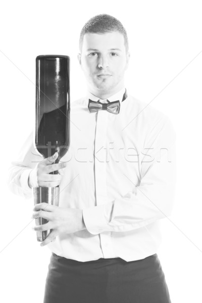 Barman portret geïsoleerd witte jonge alcohol Stockfoto © dotshock
