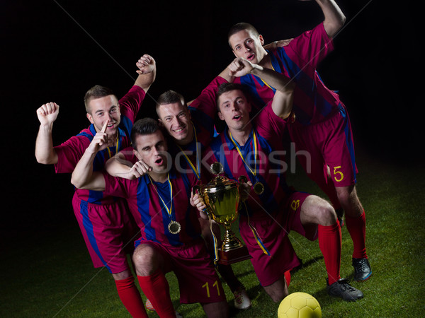 Fotbal jucatori victorie echipă grup Imagine de stoc © dotshock