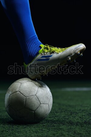 Goleiro jogador de futebol pessoas futebol estádio campo de grama Foto stock © dotshock
